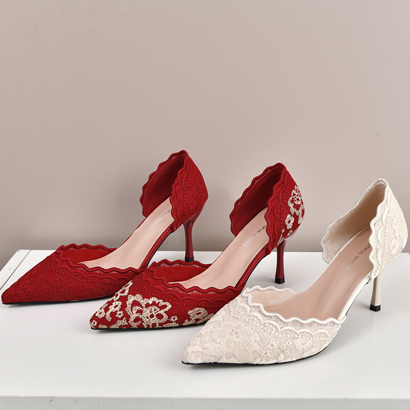 Embroidery White Dress - Luxury Red White Lace Embroidery High