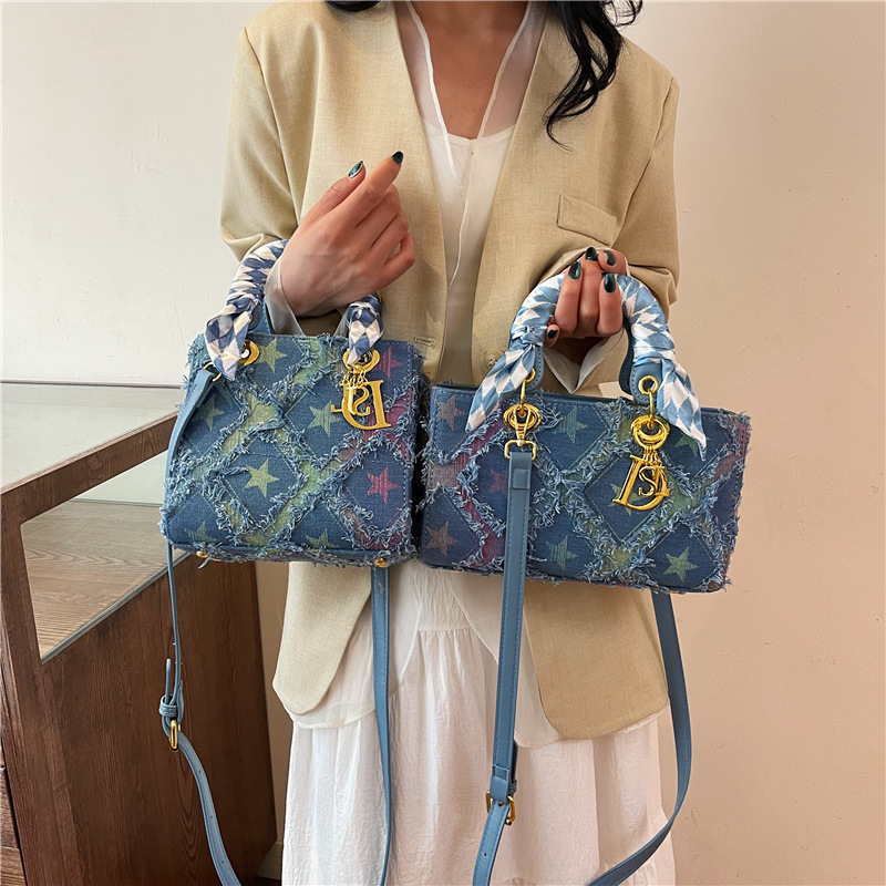 Embroidery Font - Y2K Women's New Denim Star Handbag