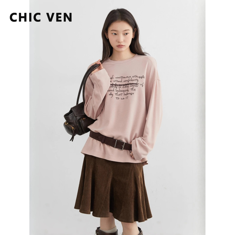 Embroidery Font - CHIC VEN New Women Long Sleeved
