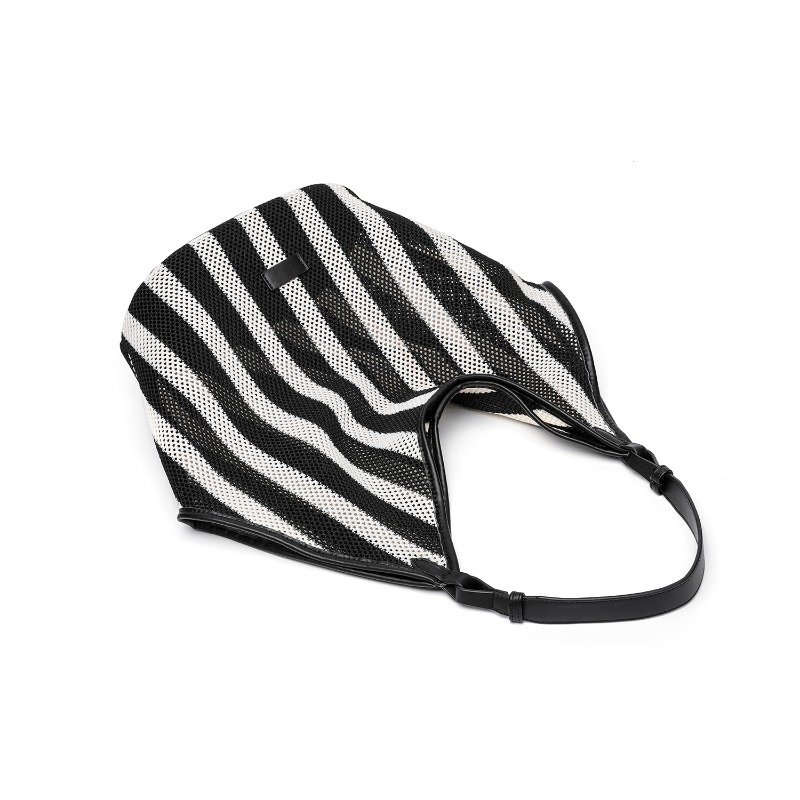 Striped Woven Large Capacity T - Embroidery Motif recension och pris