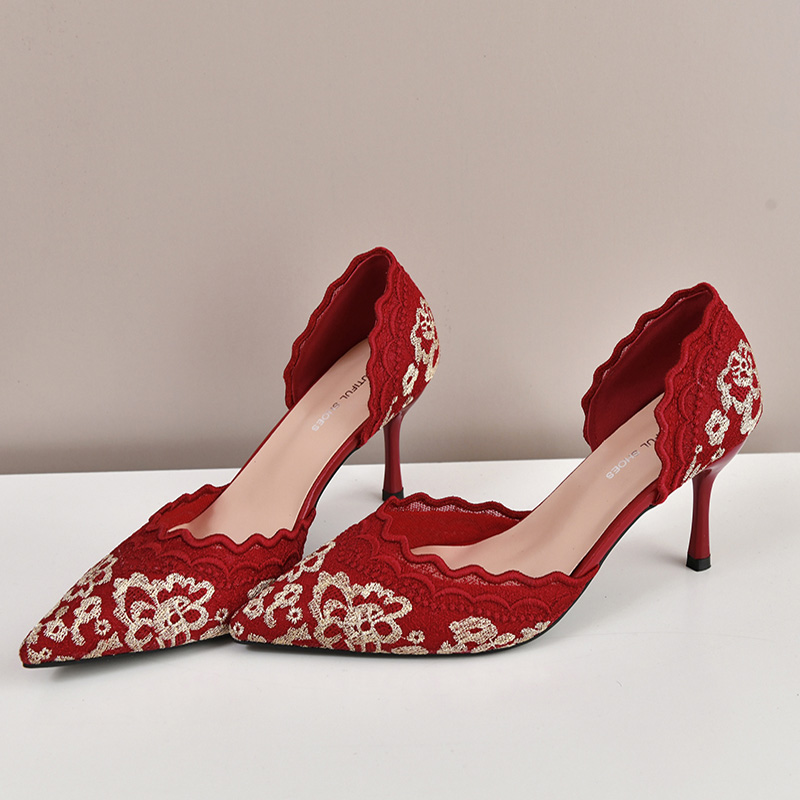 Luxury Red White Lace Embroide - Embroidery White Dress recension och pris