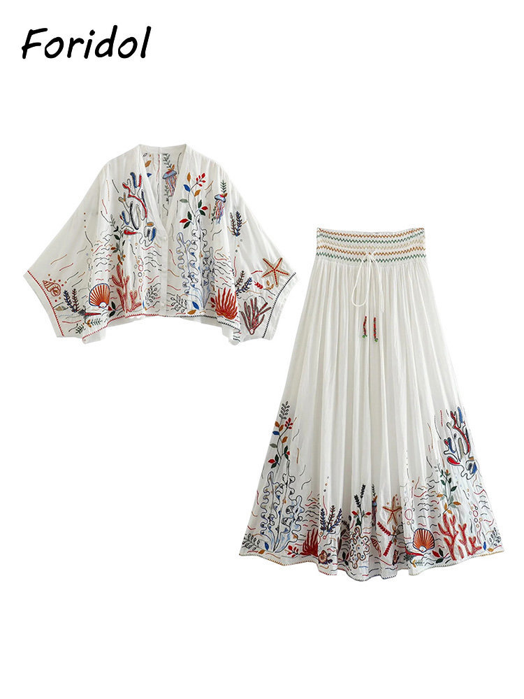 Foridol Marine Organism Embroi - Embroidery White Dress recension och pris