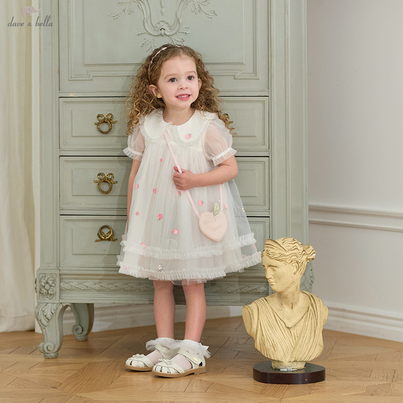 Dave Bella Girls Baby Mesh Pri - Embroidery White Dress recension och pris