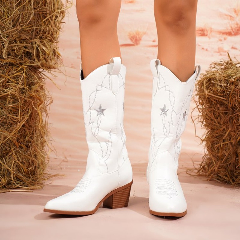Women's Boots Mid-Calf Pointed - Embroidery Details recension och pris