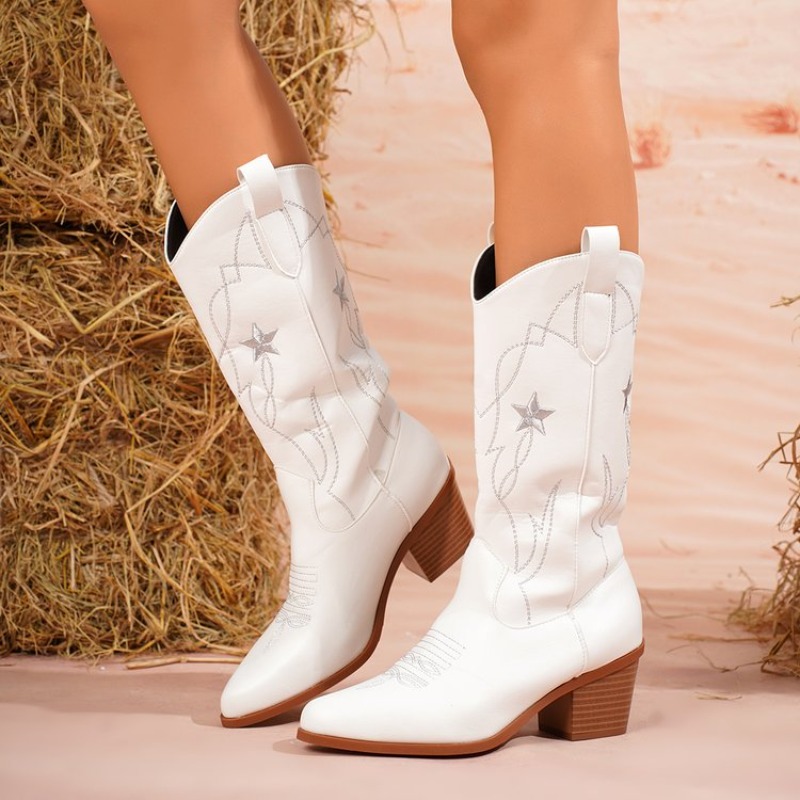 Women's Boots Mid-Calf Pointed - Embroidery Details recension och pris