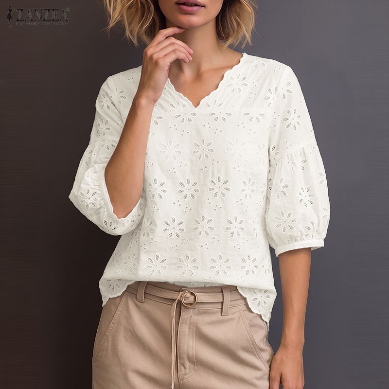 ZANZEA 2026 Eyelet Embroidery  - Embroidery Motif recension och pris