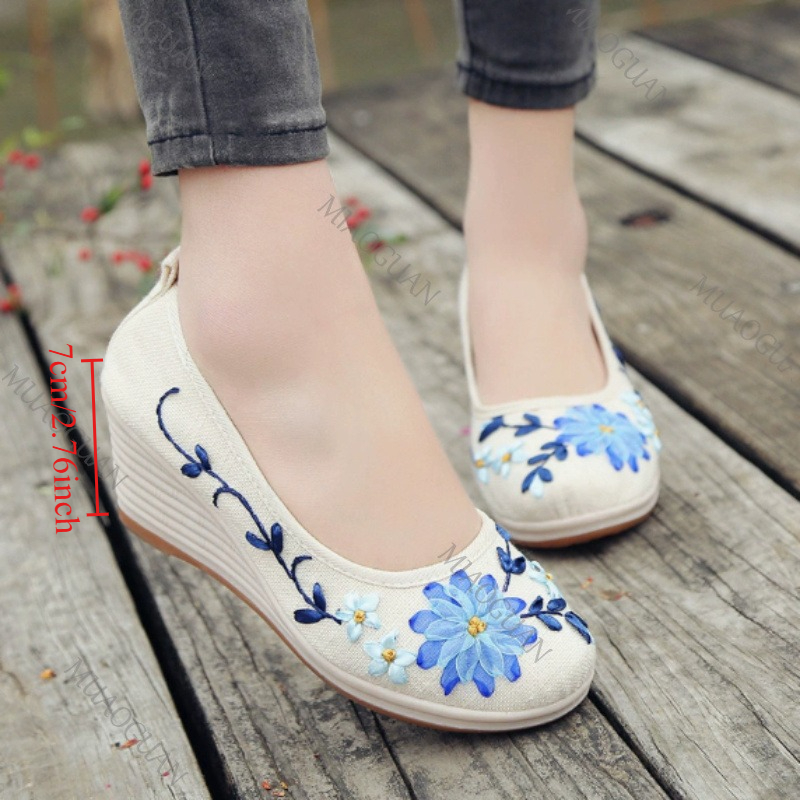 Embroidered Women Comfort Wedg - Embroidery Canvas recension och pris