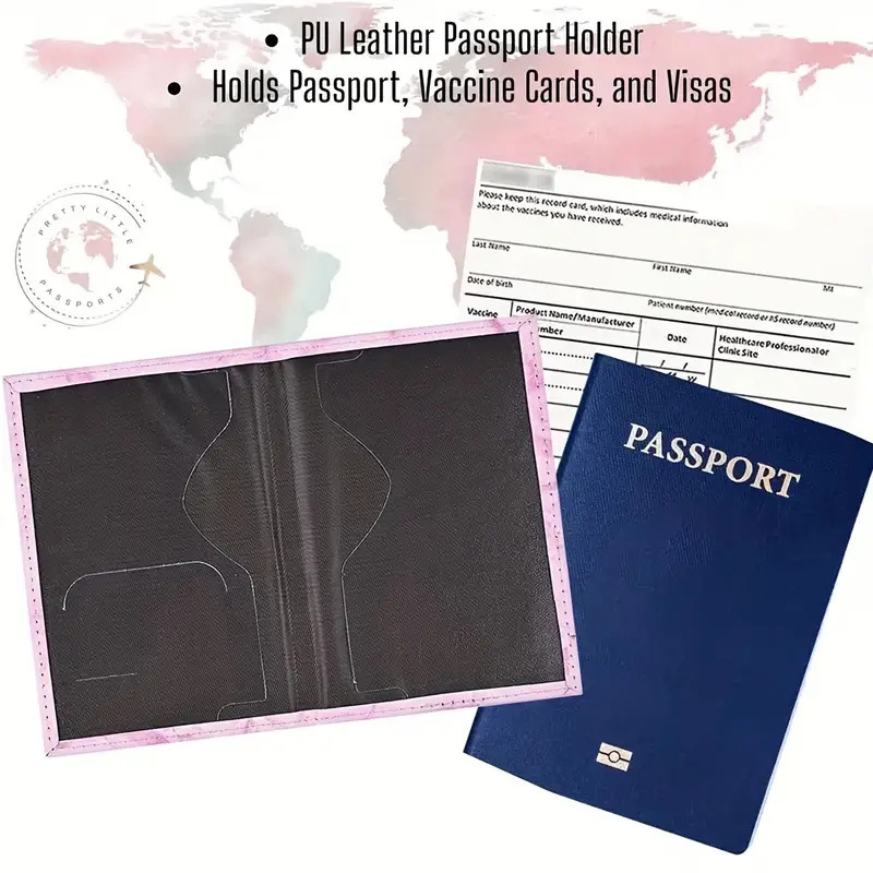 Pink PU Leather Passport Holde - Embroidery Font recension och pris