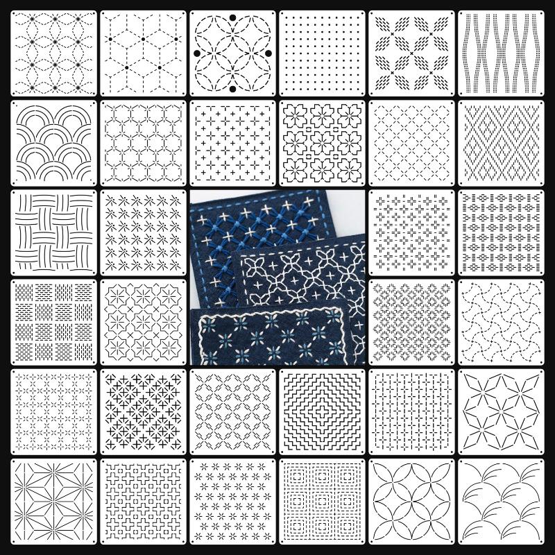 9/32Pcs Sashiko Embroidery Tem - Embroidery Motif recension och pris